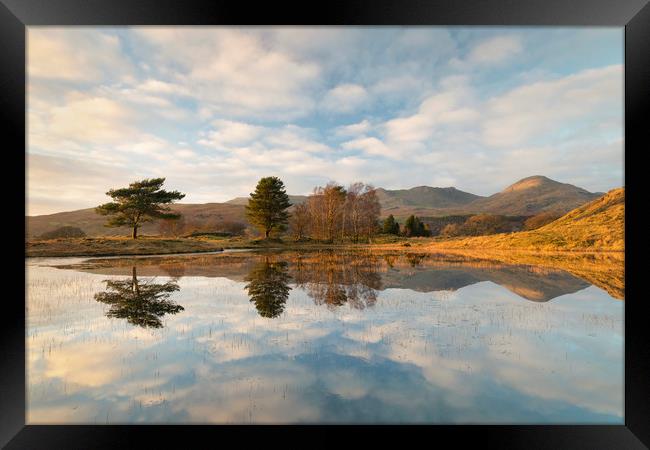 Kelly Hall Tarn and the old man of Coniston Framed Print by Tony Higginson