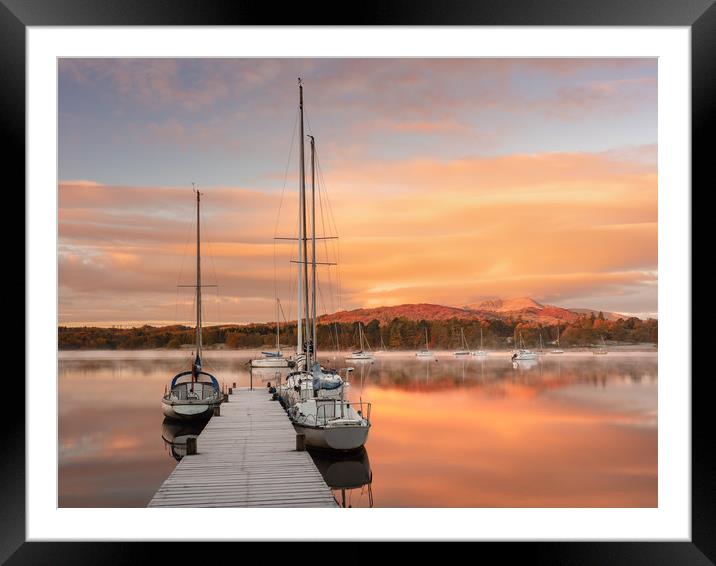 Misty Sunrise, Lake Windermere Framed Mounted Print by Phil Norton