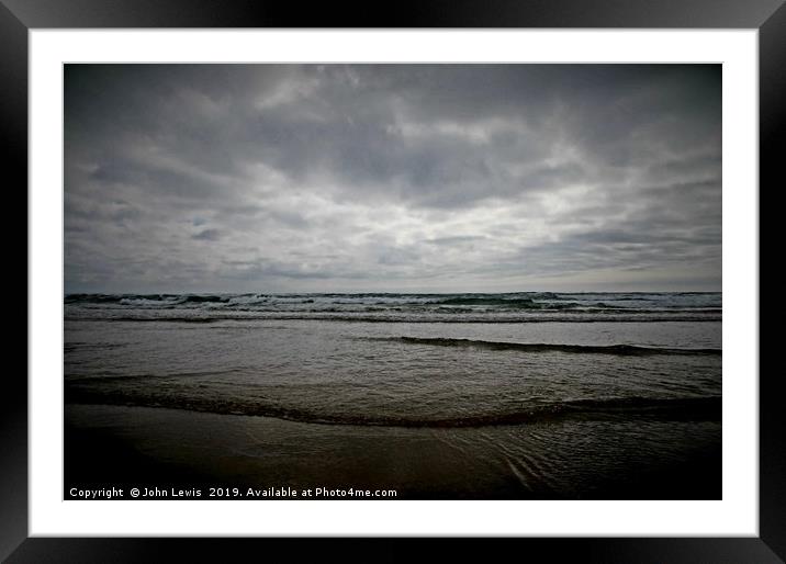 Stormy clouds over choppy Cornwall sea Framed Mounted Print by John Lewis