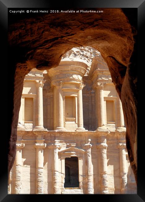 Al-Deir Monastery in Petra, Jordan Framed Print by Frank Heinz