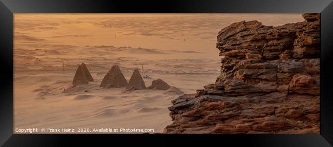 View to pyramids of Karima, Sudan Framed Print by Frank Heinz