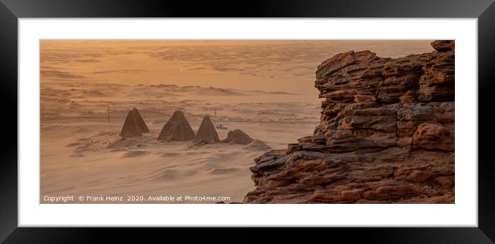 View to pyramids of Karima, Sudan Framed Mounted Print by Frank Heinz