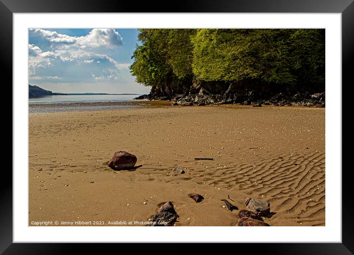Llansteffen beach with river Towy in distance, Carmarthenshire, South Wales Framed Mounted Print by Jenny Hibbert