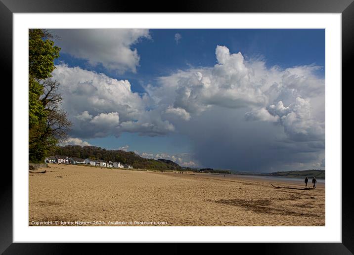 Llansteffen beach with the village in distance, Carmarthenshire, South Wales Framed Mounted Print by Jenny Hibbert