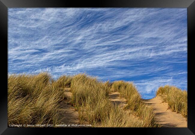 Ynyslas sand dunes Dyfi National Nature reserve Framed Print by Jenny Hibbert