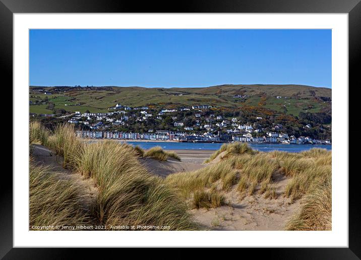 Ynyslas sand dunes covered with Marram grass, looking across the river Dyfi Framed Mounted Print by Jenny Hibbert
