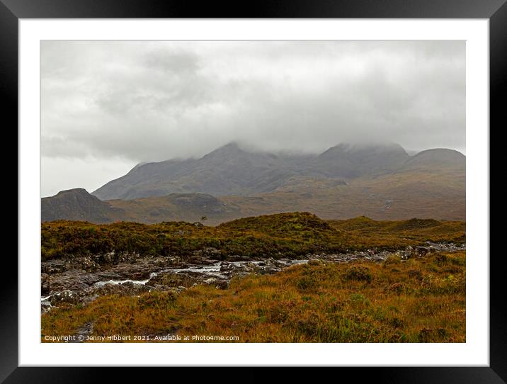 Cuillin Mountains with the river Sligachan running below Framed Mounted Print by Jenny Hibbert
