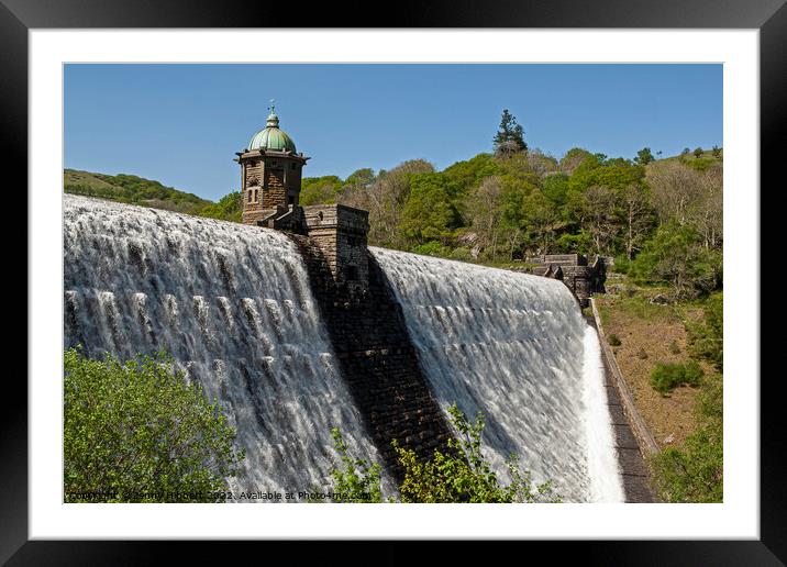 Elan Valley Reservoir dam with water rushing over Framed Mounted Print by Jenny Hibbert