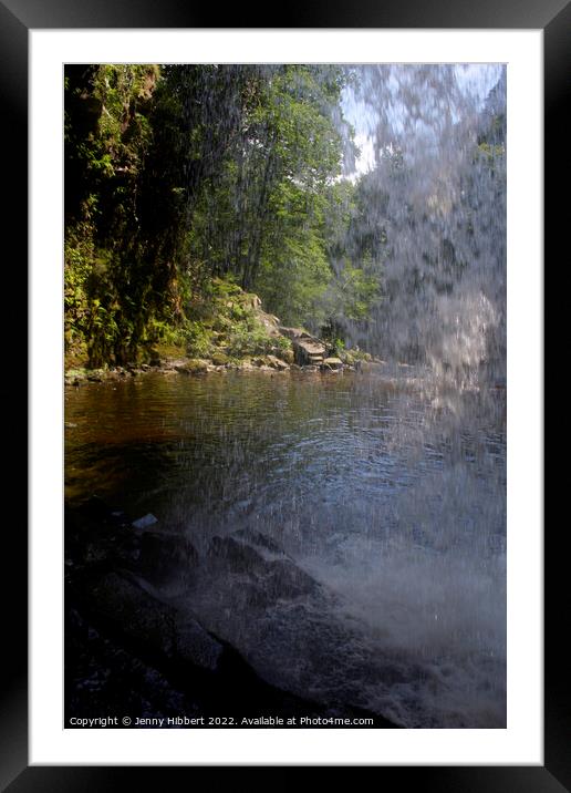Looking out from behind Sgwd Gwladys waterfall Pontneddfechan Framed Mounted Print by Jenny Hibbert