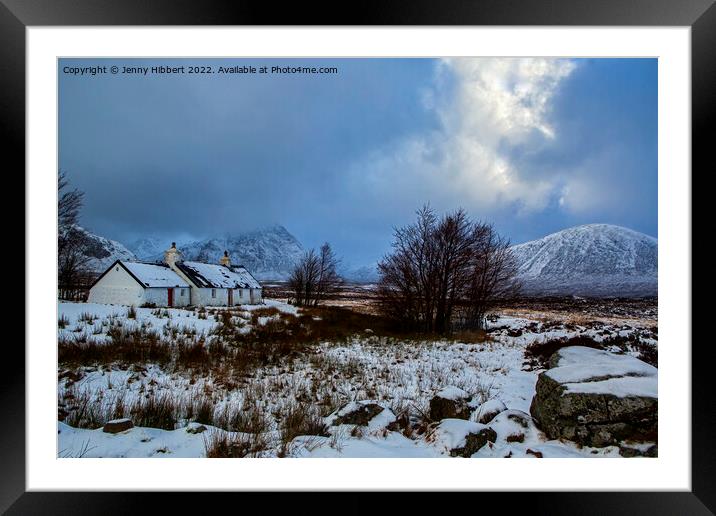 Black Rock Cottage Glencoe Framed Mounted Print by Jenny Hibbert