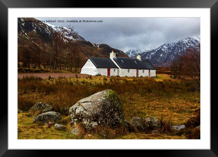 Black Rock cottage on the edge of Rannoch moor Framed Mounted Print by Jenny Hibbert