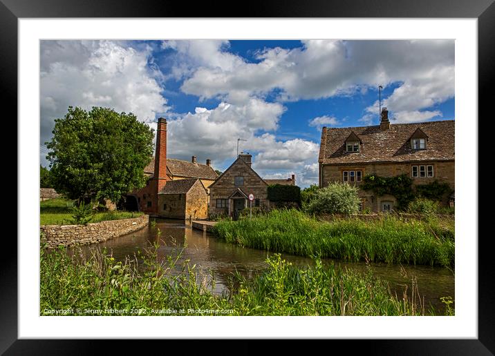 View of Watermill Lower Slaughter Cotswolds Framed Mounted Print by Jenny Hibbert