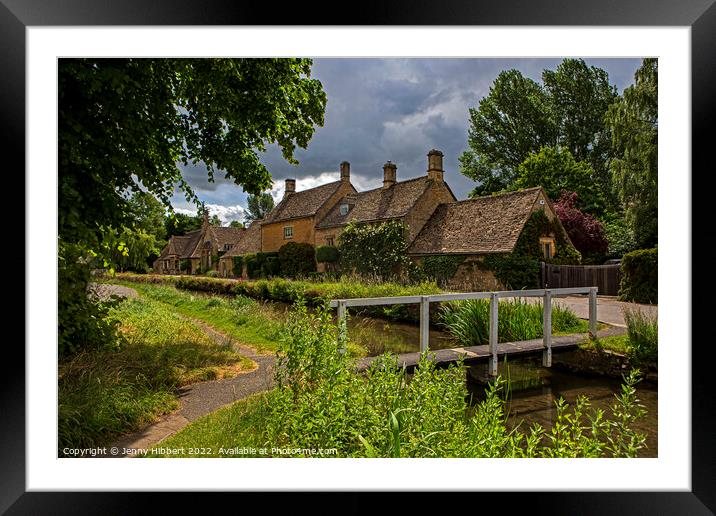 Bridge at village of Lower Slaughter Cotswolds Framed Mounted Print by Jenny Hibbert