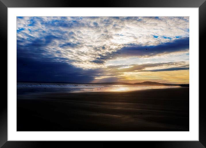 Aberavon beach at sunset Port Talbot Framed Mounted Print by Jenny Hibbert