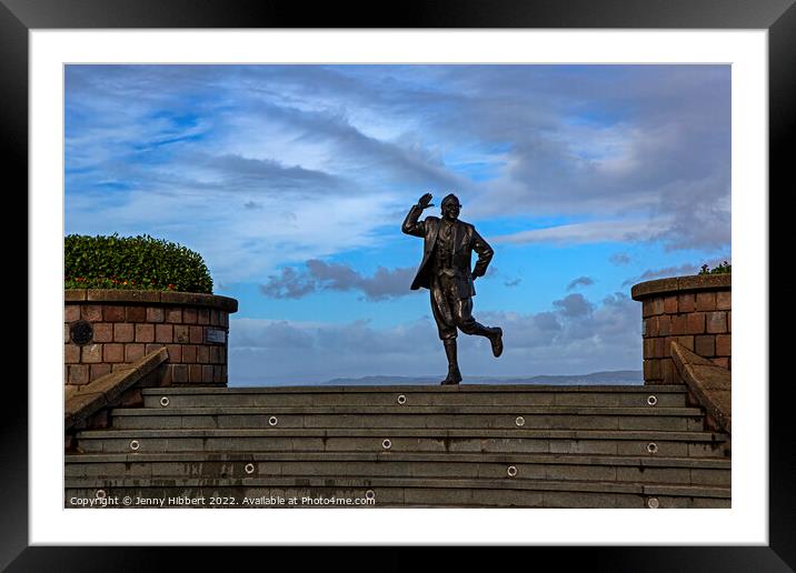 Bring me sunshine, Eric Morecambe statue in Morecambe Bay Framed Mounted Print by Jenny Hibbert