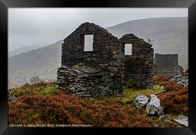 Remains of a building in Penmachno slate quarry North Wales Framed Print by Jenny Hibbert