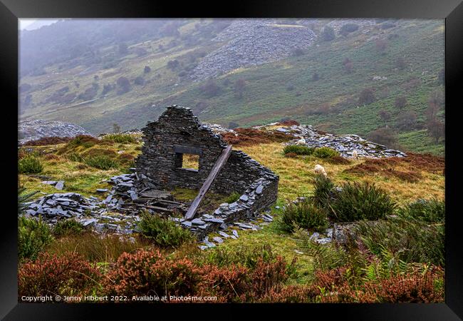 Ruined building in Penmachno slate Quarry North Wales Framed Print by Jenny Hibbert