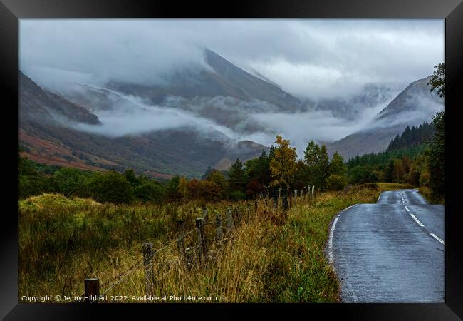 Ben Nevis clouded in mist  Framed Print by Jenny Hibbert