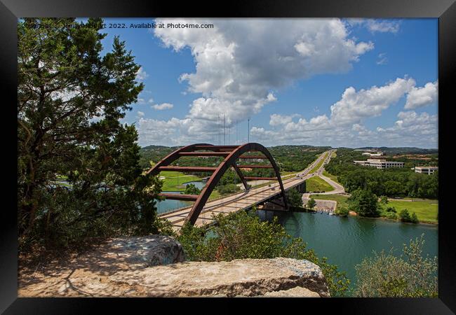 Looking across Pennybacker bridge, Austin, Texas Framed Print by Jenny Hibbert