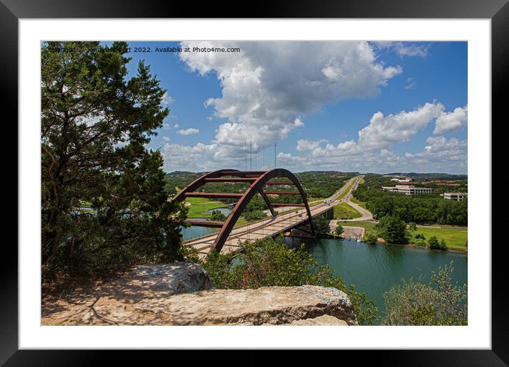 Looking across Pennybacker bridge, Austin, Texas Framed Mounted Print by Jenny Hibbert