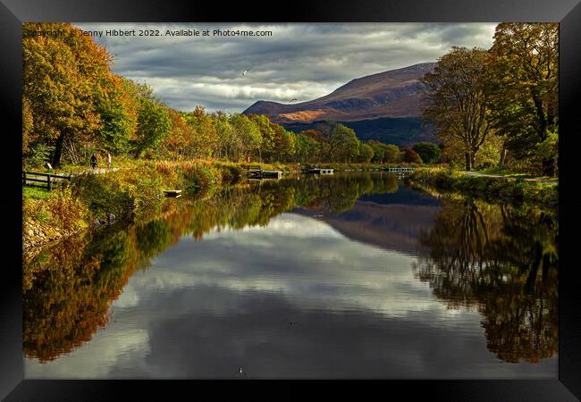 Reflections of Ben Nevis in the Caledonian canal, Corpach Framed Print by Jenny Hibbert