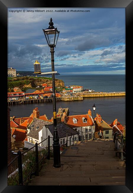 Steps of St Mary Whitby looking out to sea Framed Print by Jenny Hibbert