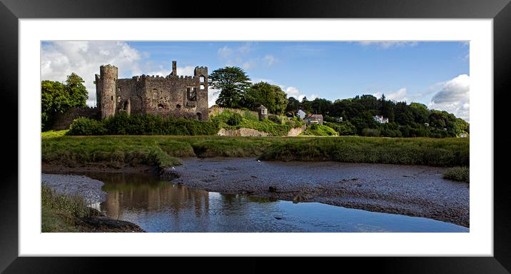 Laugharne castle in Wales Framed Mounted Print by Jenny Hibbert