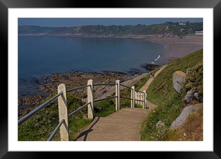 From Langland Bay to Caswell Bay Framed Mounted Print by Jenny Hibbert