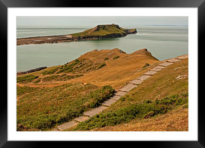 Worms Head Rhossili  Framed Mounted Print by Jenny Hibbert