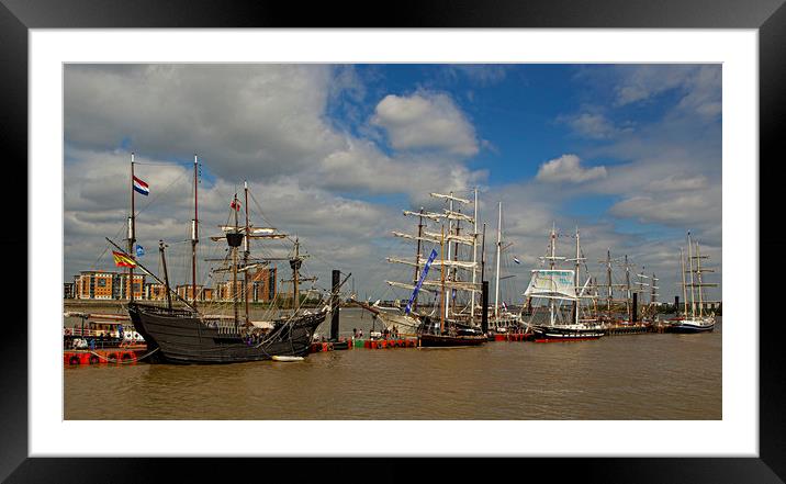 Tall ships at Greenwich London Framed Mounted Print by Jenny Hibbert