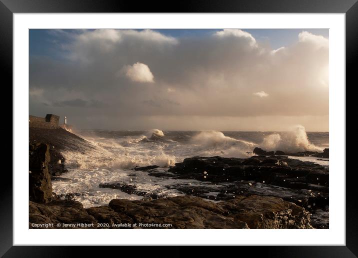 Winter storm at Porthcawl Framed Mounted Print by Jenny Hibbert