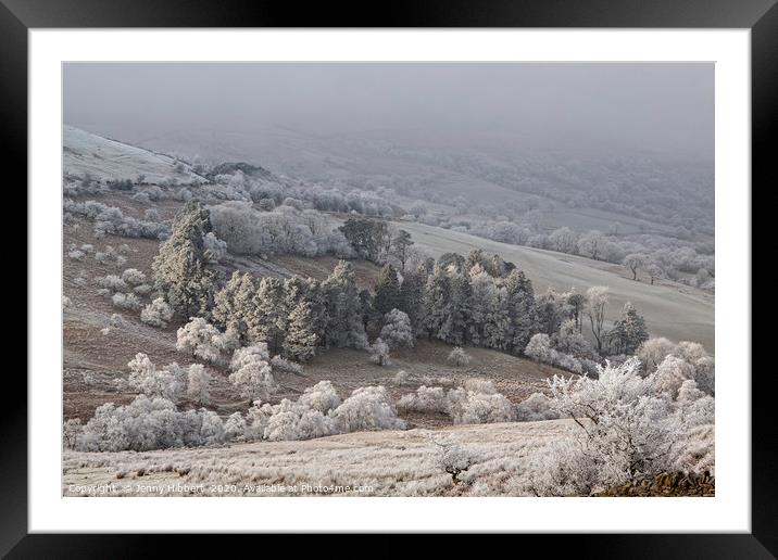 View of a frosty landscape Brecon beacons Wales Framed Mounted Print by Jenny Hibbert