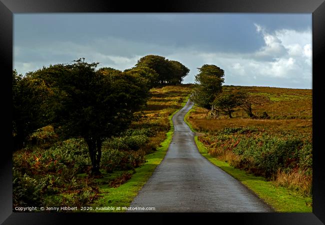 After the rain on long road Exmoor Framed Print by Jenny Hibbert