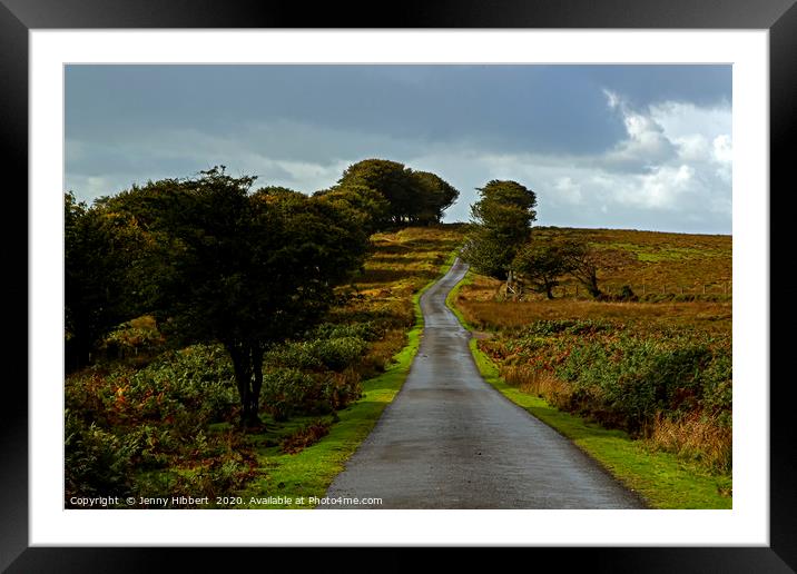 After the rain on long road Exmoor Framed Mounted Print by Jenny Hibbert