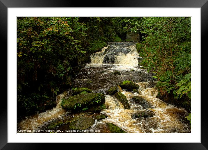 River Lyn rushing over rocks in Lynmouth Somerset Framed Mounted Print by Jenny Hibbert