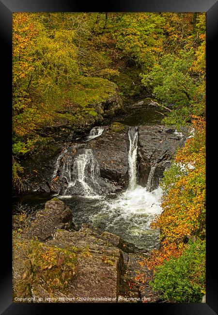 Looking down on waterfall North Wales Framed Print by Jenny Hibbert