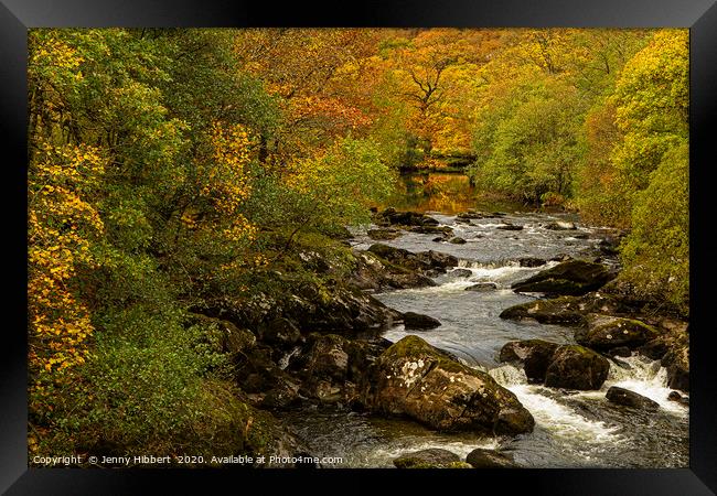 River near to Capel Curig at autumn time Framed Print by Jenny Hibbert