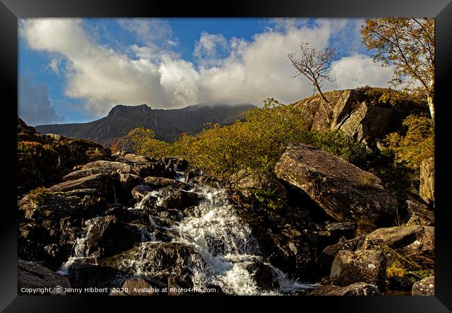 Waterfall at Cwm Idwal Snowdonia Framed Print by Jenny Hibbert