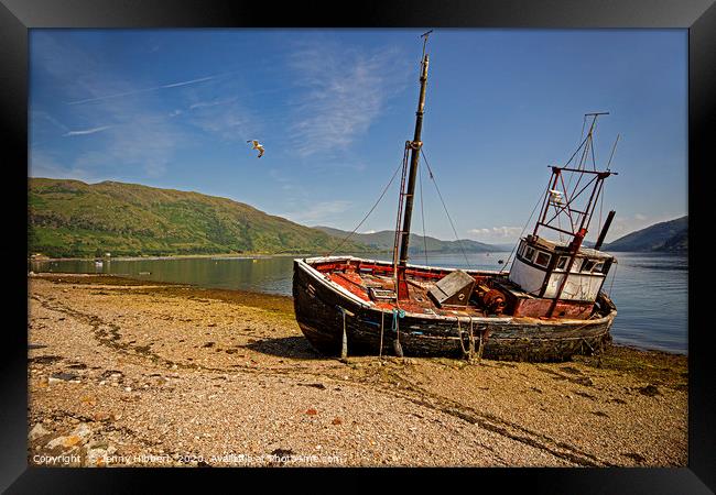 Abandoned boat in Ardgour Western Scotland Framed Print by Jenny Hibbert