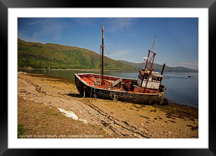 Old boat abandoned in Ardgour Loch Linnhe Western  Framed Mounted Print by Jenny Hibbert