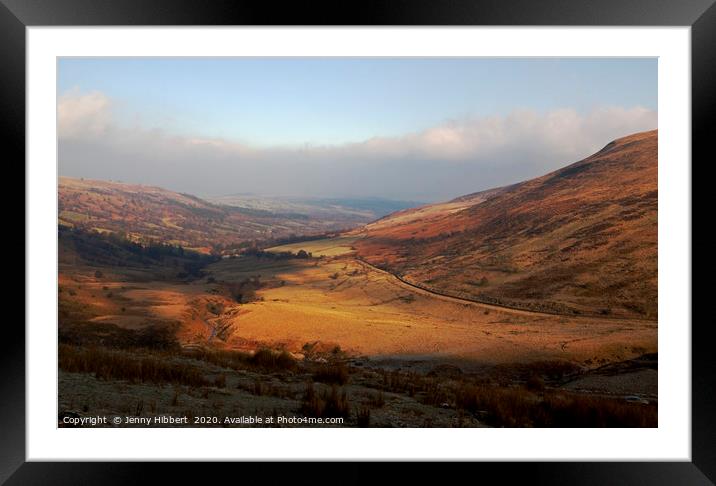 Winters sun on view looking across to Brecon Wales Framed Mounted Print by Jenny Hibbert