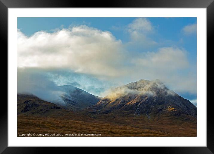 Mountains at Glencoe in low cloud Framed Mounted Print by Jenny Hibbert