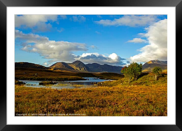 Loch with Glen Etive in the background, Rannoch moor near to Glencoe Framed Mounted Print by Jenny Hibbert