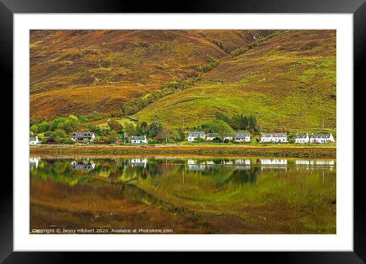 Reflection on the Loch Long looking across to Dornie Framed Mounted Print by Jenny Hibbert