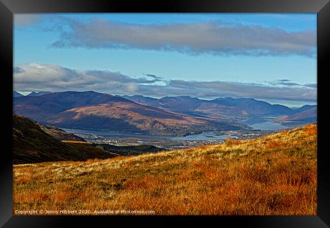 On top of Aonach Mor overlooking Fort William Framed Print by Jenny Hibbert