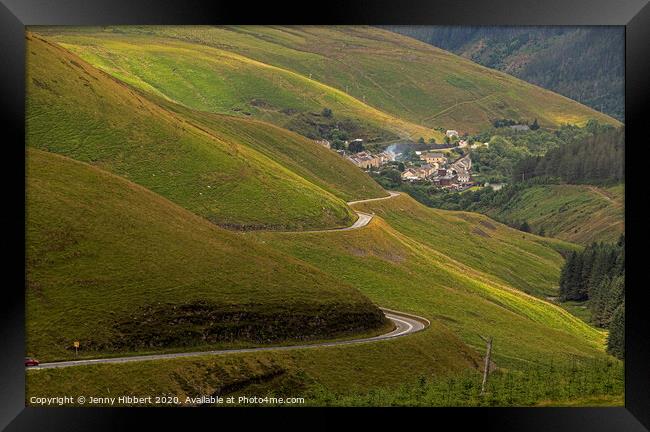 The winding road to Blaengwynfi village in the Neath Port Talbot area of South Wales Framed Print by Jenny Hibbert