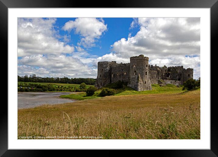 View of Carew castle with tidal pool Framed Mounted Print by Jenny Hibbert