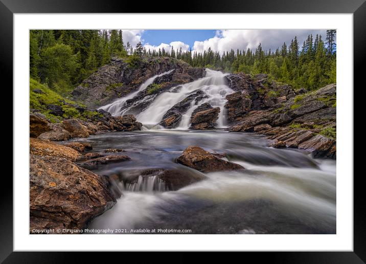 Fiskonfallet Waterfall Framed Mounted Print by DiFigiano Photography