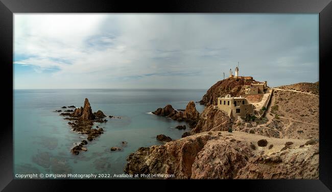 Cabo de Gata Lighthouse Panorama Framed Print by DiFigiano Photography