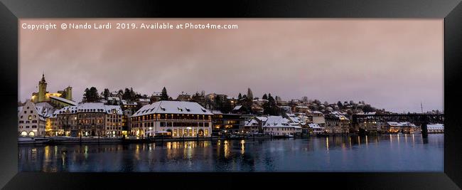 Schaffhausen cityscape at twilight in winter Framed Print by DiFigiano Photography